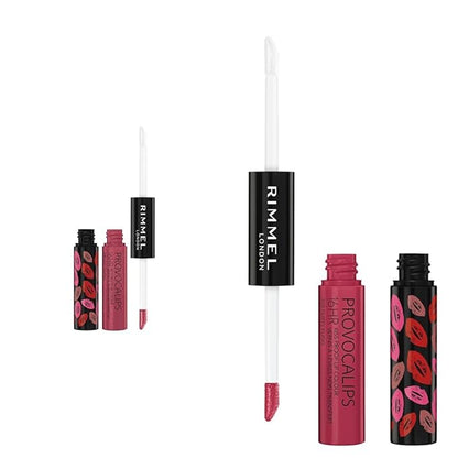 Rimmel London Provocalips 16hr Kiss-Proof Lip Color Bundle - 005 Just Teasing & 210 Flirty Fling, 14 fl.oz. Each
