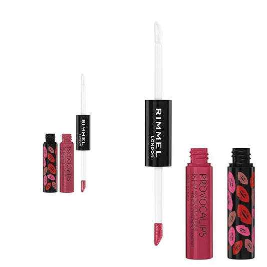 Rimmel London Provocalips 16hr Kiss-Proof Lip Color Bundle - 005 Just Teasing & 210 Flirty Fling, 14 fl.oz. Each