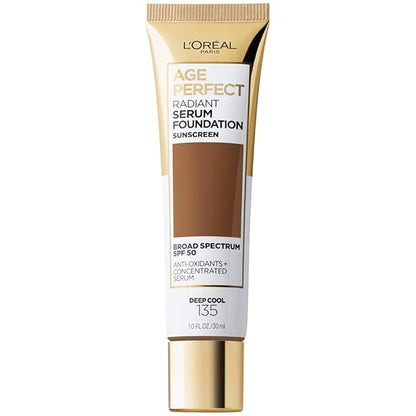 L'Oreal Paris Age Perfect Radiant Serum Foundation with SPF 50, Deep Cool, 1 Ounce