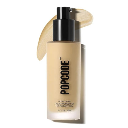 Ultra Glow Liquid Highlighter Makeup for A Glowing Skin, Soft-Focus Look, Enriched with Hydrating Squalane Oil - Wear Alone or Under Makeup, Vegan & Cruelty-Free(1.56 oz)