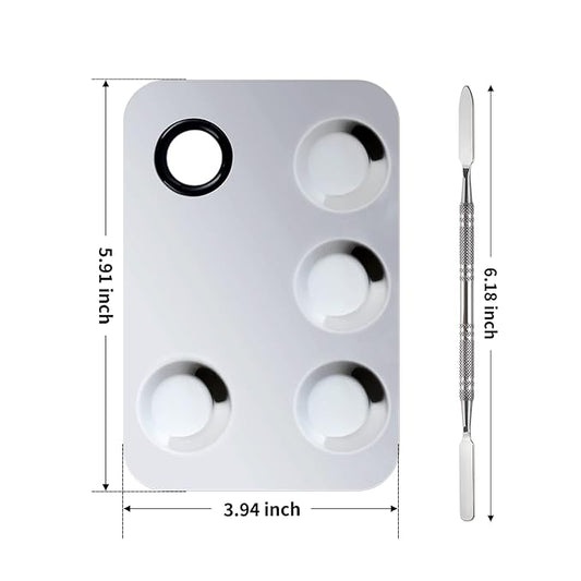 Upgrade Mixing Makeup Palette, Stainless Steel Palette With Spatula Tool for Mixing Cosmetic and Pigment, Nail-art
