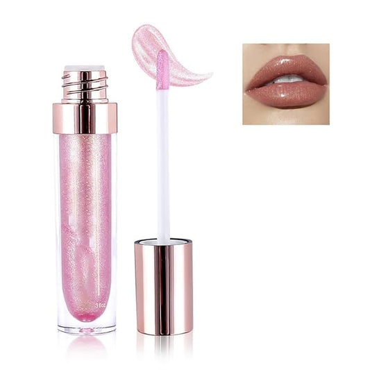 Clear Shimmer Lip Gloss for Women, Long Lasting High Shine Shimmer Liquid Lipstick, Flash Pearl Colored Lip Oil Polarized Lip Stain, Shimmery Finish Waterproof Lip Glaze for Women, 02