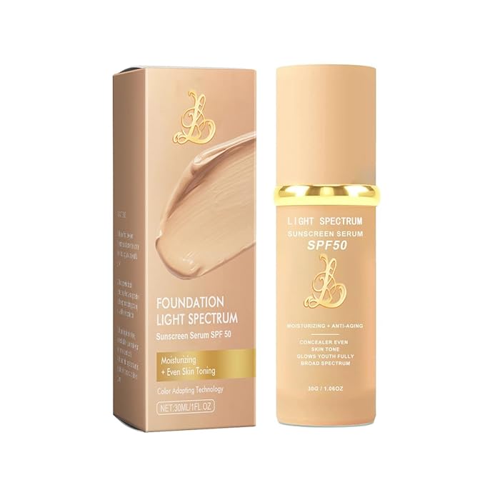 Biological Match 4-in-1 Foundation - Light/Medium Spectrum, Mature Skin Color Changed, Protect from Sun SPF 50+ Concealers Waterproof (Light, 1 Ounce)