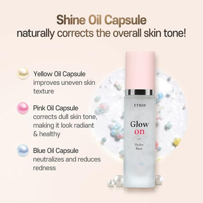 ETUDE Glow On Base Hydra 30ml (21AD) | All-in-One Makeup Hydration Glowing Base with a Long-Lasting Effect and Dewy Finish | Korean Makeup