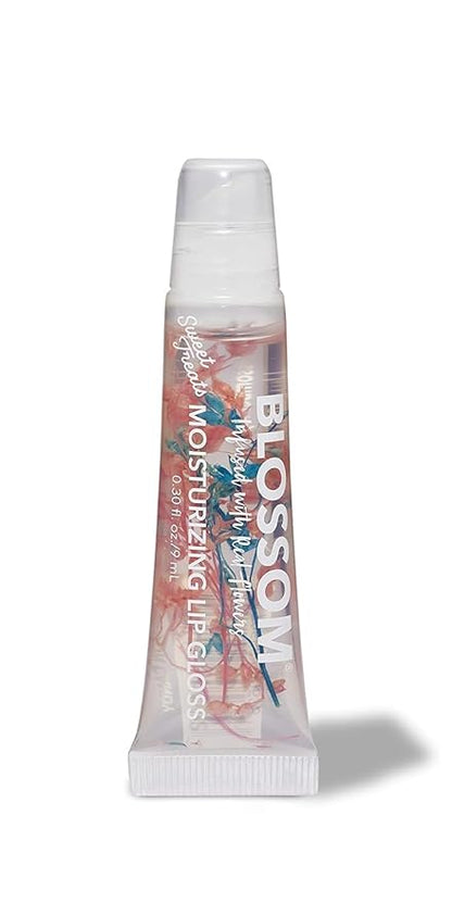Blossom Lip Gloss Tubes, Cotton Candy Scented Thick Clear High Shine Moisturizing Flower Lip Gel with Nourishing Jojoba Seed Oil, Infused with Real Flowers, 0.3oz, Cotton Candy
