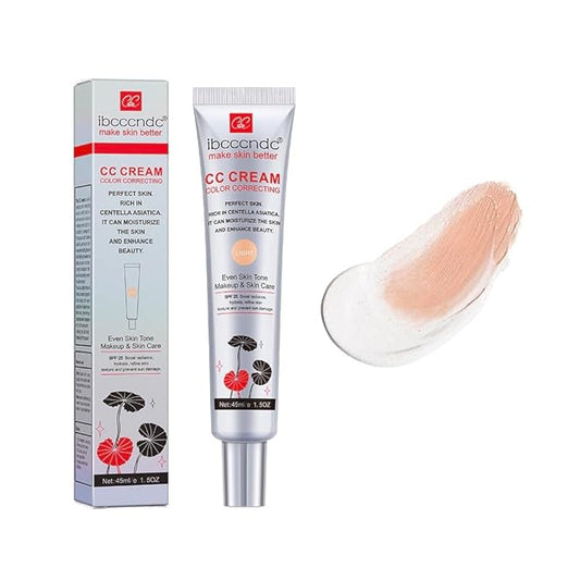 Color Correction CC Cream, Moisturizing and Waterproof CC Foundation Cream Rich in Centella Asiatic, Invisible Pore Foundation and Invisible Pore Concealer Contain Spf 25 (LIGHT, Medium)