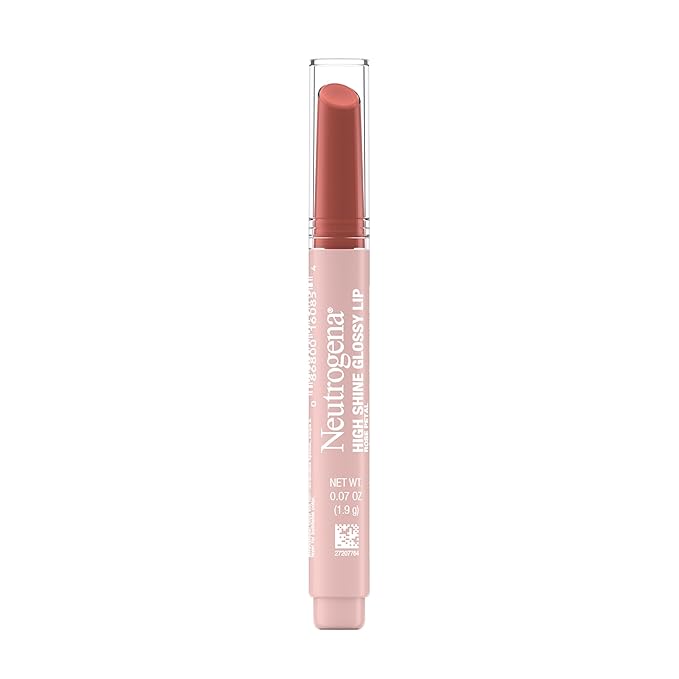 Neutrogena High Shine Glossy Lip with Maracuja Oil + Vitamins & Antioxidant Vitamin E, Nourishing Glossy Lip, Non-Retractable, Pigmented For Buildable Color, Rose Petal, 0.07 oz