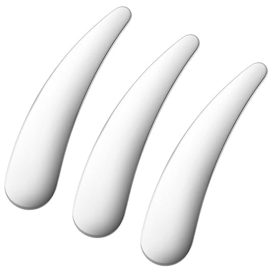 3Pcs Metal Cosmetic Spatulas, Mini Makeup Skincare Cream Spatulas Scoop Reusable Scoop Applicator Mixing and Sampling Face Eye Cream for Skin Care Creams Essences(Silver)