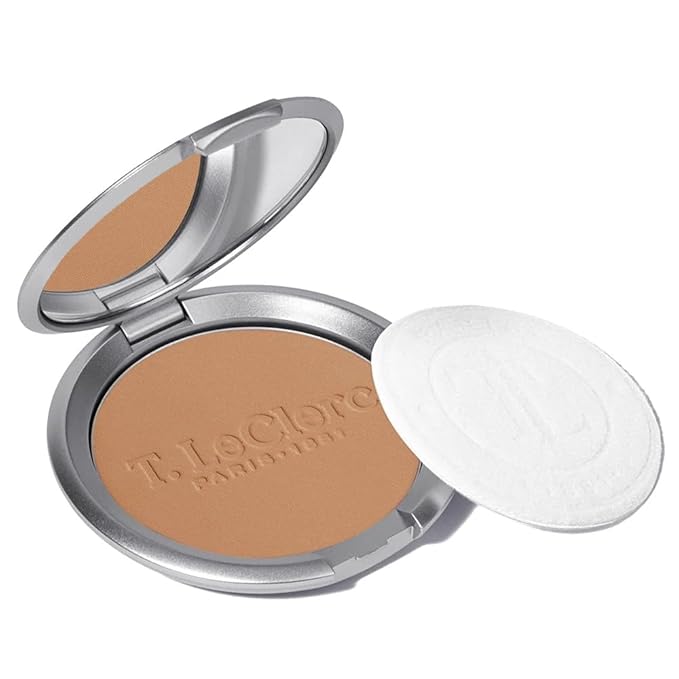 T.LeClerc Rice Compact Powder – Anti-Aging Pressed Powder with Brown Rice Ferment – Long-Lasting Natural Matte Finish – Moisturizing | Non-Comedogenic Face Powder (SAFRAN, 9G)