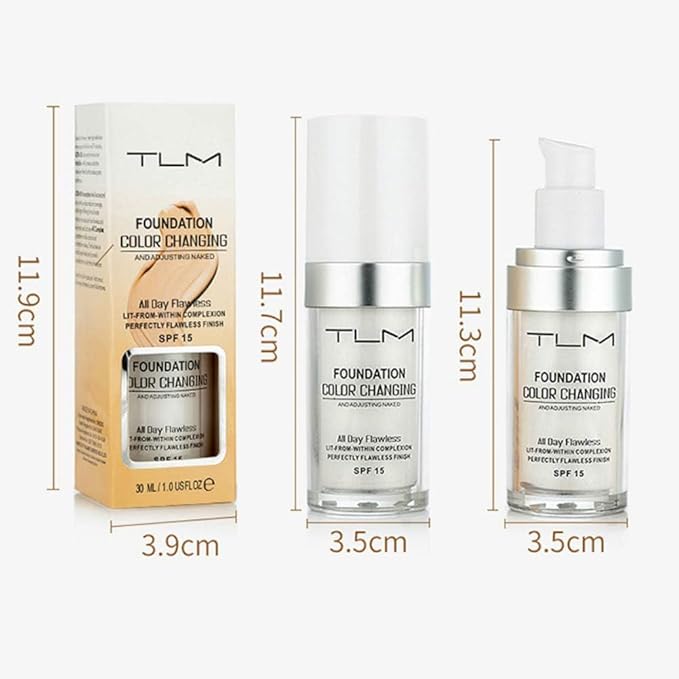 30ml TLM Flawless Color Changing Liquid Foundation Makeup Change To Your Skin Tone By Just Blending