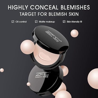 Foundation Makeup Concealer, Medium-to-Full Coverage Foundation Cream, Long Lasting Waterproof Up to 12HR Hybrid Setting Powder