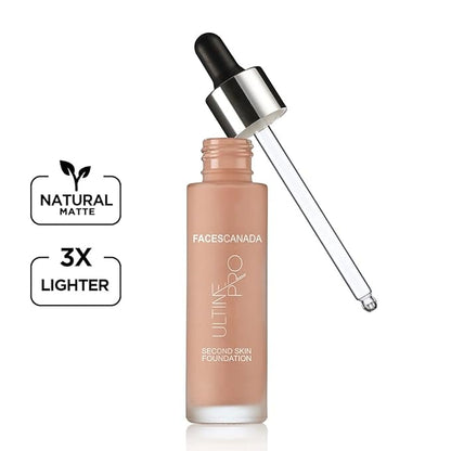 Faces Canada Second Skin Serum Foundation, Spf 15, Ultra Light Weight, Marine Algae Extract Enriched, Natural Matte Finish, Hd Flawless Radiance, Beige, 4.94 Oz