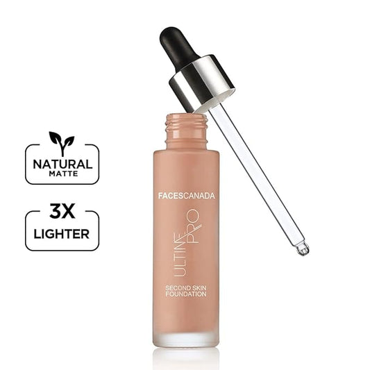 Faces Canada Second Skin Serum Foundation, Spf 15, Ultra Light Weight, Marine Algae Extract Enriched, Natural Matte Finish, Hd Flawless Radiance, Beige, 4.94 Oz