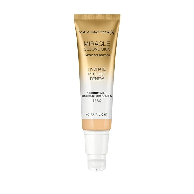 Max Factor Miracle Second Skin Hydrating Foundation, Fair-Light - 30 ml