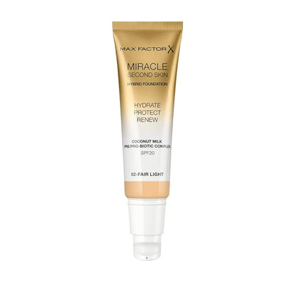 Max Factor Miracle Second Skin Hydrating Foundation, Fair-Light - 30 ml