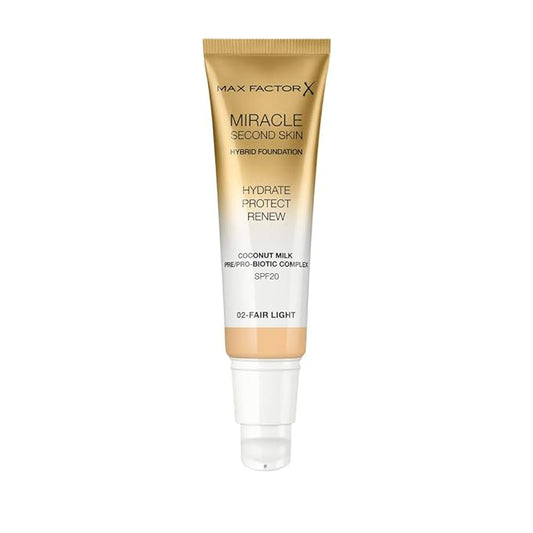 Max Factor Miracle Second Skin Hydrating Foundation, Fair-Light - 30 ml