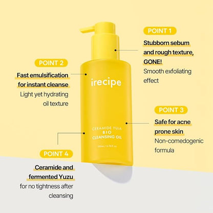 Ceramide Yuja Cleansing Oil (200ml) – Deep Pore Cleansing, Hydrating with Yuzu & Ceramide, Non-Comedogenic, Removes Waterproof Makeup, Ideal for Acne-Prone Skin (6.76oz)