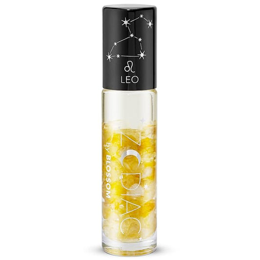 Blossom Lip Gloss Zodiac Sign Vanilla Scented Roll-On Lip Gloss, Moisturizing + Hydrating with Zodiac Crystals, Made in USA, 0.20oz, Leo