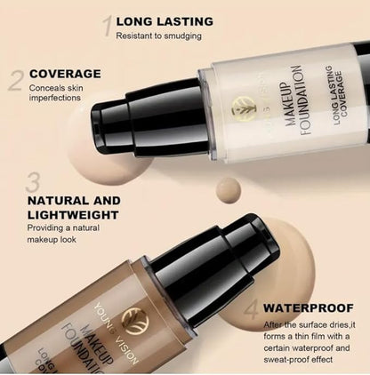 Long-Lasting Flawless Foundation, 30ml, Lightweight, Moisturizing, All Skin Tones