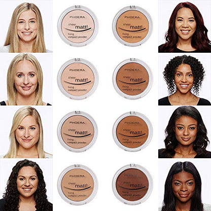 2 Pack Matte Face Powder, Control Oil Brighten Skin Color Cover Blemish Makeup Face Setting Loose Setting Powder Foundation。206-Tan