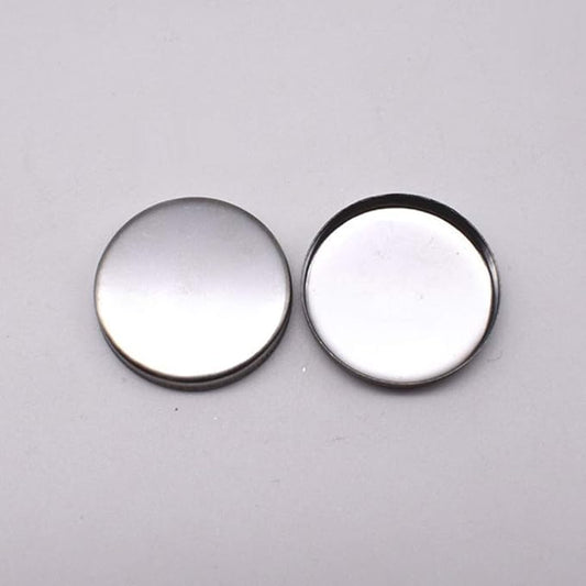Lasenersm 50-Piece Empty Round Metal Tin Palette Pans, 26mm Diameter, 3.5mm Height, Silver Tone, Minimalistic Style, Cosmetic Eyeshadow Pans for Magnetic Makeup Palette