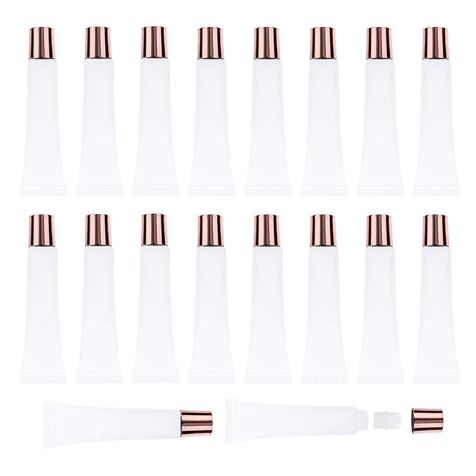 50Pcs 15ml Lip Gloss Squeeze Tubes, Rose Gold Lip Gloss Containers Empty, Refillable Soft Clear Tubes for DIY Lipgloss Balm Cosmetic (Rose Gold)