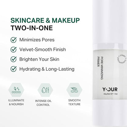 Y’OUR Pore Minimizer Velvet Veil Primer | Hydrating, Oil-Controlling, Long-Lasting | Blur Makeup For Flawless Base | Photo Finish Foundation Coverage | Brightens with Vitamin C & E