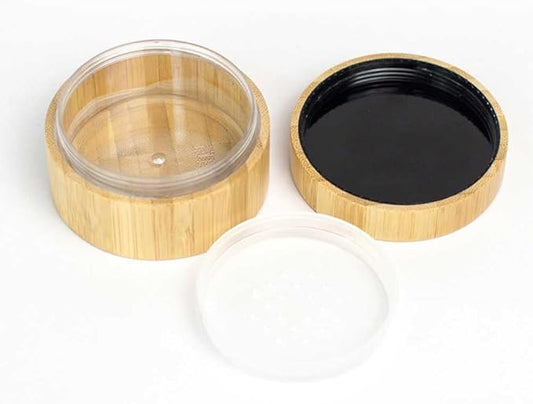 1 Pc 50g Empty Loose Powder Case Bamboo Face Powder Box Refillable Makeup Cosmetic Powder Container with Sifter and Lid