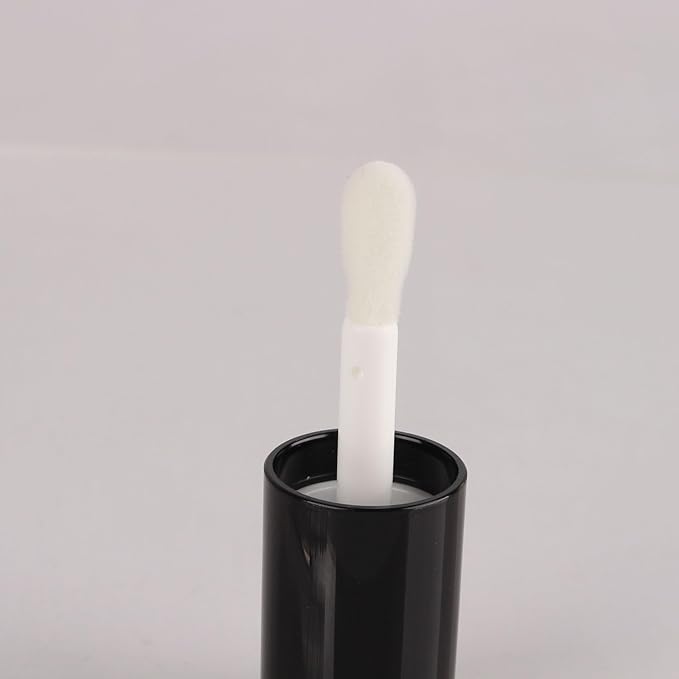 COSIDEA 50pcs Empty Black 6ml big doe foot wand lip gloss tubes Round Chunky lipgloss tubes containers wholesale with thick large brush