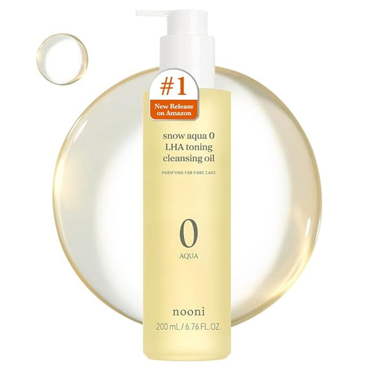 NOONI Facial Cleanser - Snow Aqua 0 LHA Toning Cleansing Oil | Makeup Blackhead Remover, Pore Control, Glass Skin, Help Control Sebum, Revitalizing, Moisturizing, Korean Skin Care, 6.76 Fl Oz (200 ml)