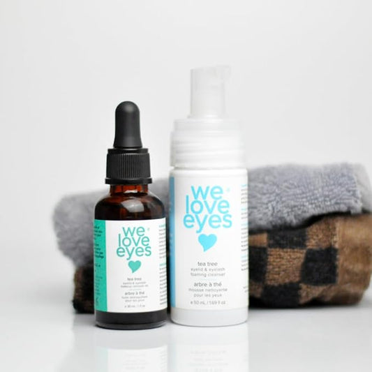 We Love Eyes - All Natural Tea Tree Eyelid Makeup Remover Set (Makeup Remover 30 ml & Foaming Cleanser 40 ml) remove foundation liquid moisturize wash eyelashes. Paraben & Sulfate Free - Made in USA