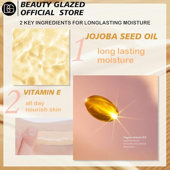 Beauty Glazed Soft Matte Silky Full Coverage Liquid Foundation - Multi-Use Buildable Foundation with Lightweight Feel, Oil Control and Longwear for Naturally Flawless Coverage (101 Porcelain)