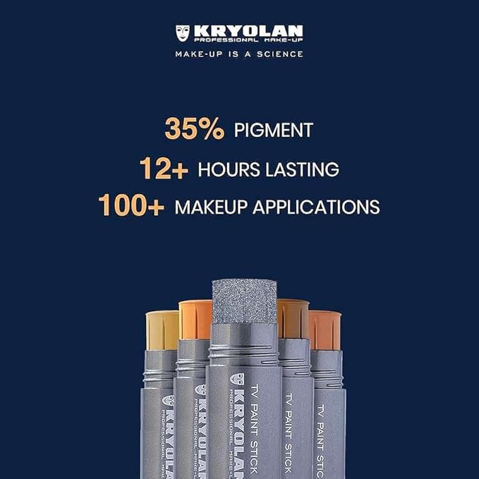 Kryolan TV Paint Stick - Silver Foundation for TV, Theater, Stage, Acting, Face and Body - Full Coverage Concealer Stick - Made in USA (25 g)