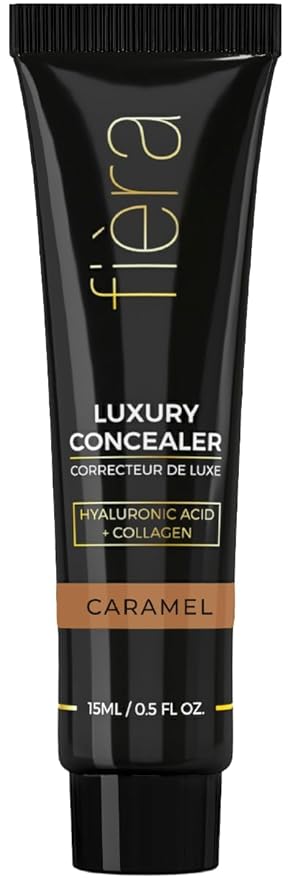 Fièra Luxury Concealer & Foundation with Anti-Aging Ingredients - Full Coverage for Dark Circles, Wrinkles, Fine Lines, and Spots, All-Day Wear For Mature Skin - Caramel, 0.5 FL. OZ. / 15 ML