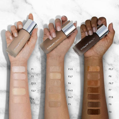Fitglow Beauty - Natural Foundation+ Photo-Filtering Foundation | Vegan, Woman-Owned Clean Beauty (F2.7 - Golden Light Medium)