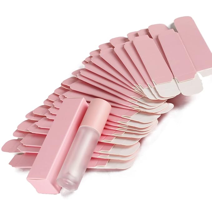 COSIDEA 50 PCS Empty Matte Pink Lip Gloss Boxes W22 xW22 xH92mm /0.87 * 0.87 * 3.62 inch, Cosmetic Perfume/Mascara Box Packaging for Small Business Wholesale, small Kraft Paper Box