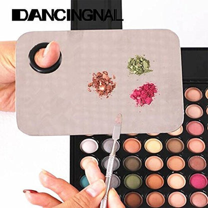 Stainless Steel Professional Pro Lady Cosmetic Makeup Palette Nail Eye Shadow Mixing Makeup Palette with Spatula Tool(150x100MM)