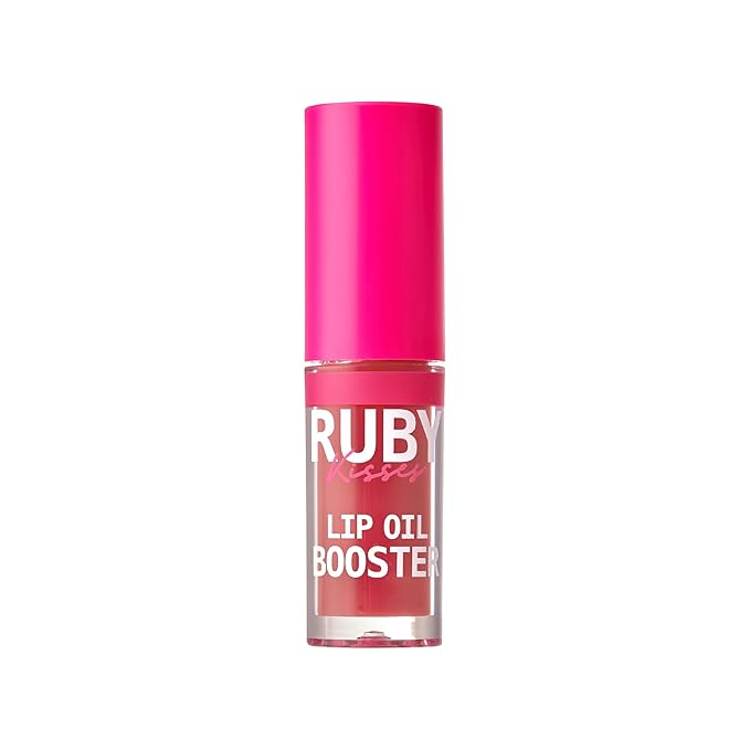 Ruby Kisses Lip Oil Booster, Hydrating Lip Gloss with Nourishing Natural Oil Blend, Jumbo Wand for Easy Application, Non-Sticky Formula (Rosewood)