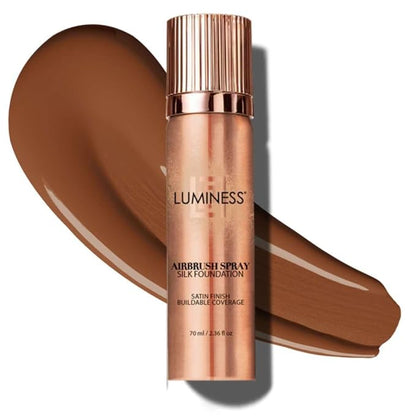 LUMINESS Silk Airbrush Spray Foundation - Full Coverage Foundation - Formula Hydrates & Moisturizes with Hyaluronic Acid, Aloe Vera & Hydrolyzed Silk (Shade - Deep)
