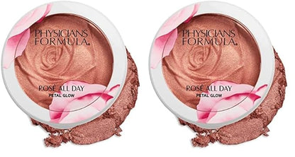 Physicians Formula Rosé All Day Highlighter Blush Face Powder, Blush Petal Glow, Shimmering Rose, Dermatologist Tested, Clinicially Tested (Pack of 2)