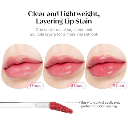 ETUDE Fruity Dewy Tint 03 Raspberry Lolly | Vegan Lip Stain with Only Essential Ingredients | Transparent Watercolor Lip Stain for Clear and Shimmering Finish