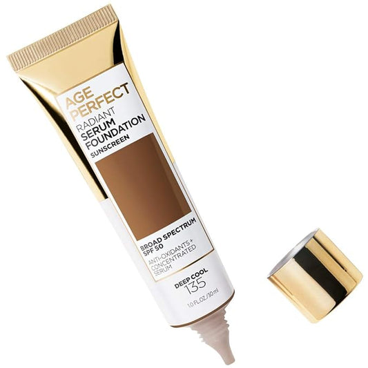 L'Oreal Paris Age Perfect Radiant Serum Foundation with SPF 50, Deep Cool, 1 Ounce