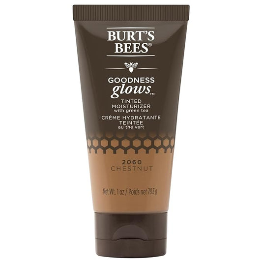 Burts Bees Goodness Glows Tinted Moisturizer, Rich in Antioxidants, Chestnut 1.0 Ounce