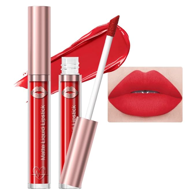 Matte Liquid Lipstick,Light Pink Liquid Lip Stains, Long Lasting Waterproof Lip Gloss Makeup, Velvet Non-Stick Cup Lips Stain X-15#