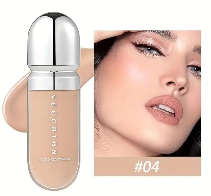 12-Shade Full Coverage Long Lasting Concealer, Waterproof Liquid Foundation For All Skin Types, Matte Finish, Buildable Coverage (4, 8ml)