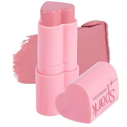 Heart Blush Stick, Matte Rouge Stick, Cheek Contour Pen, Long Lasting Water Proof Non-Greasy Smooth, Buildable Lightweight Cream Blush, Easy Application High-Gloss Finish (05#, 0.21 OZ)