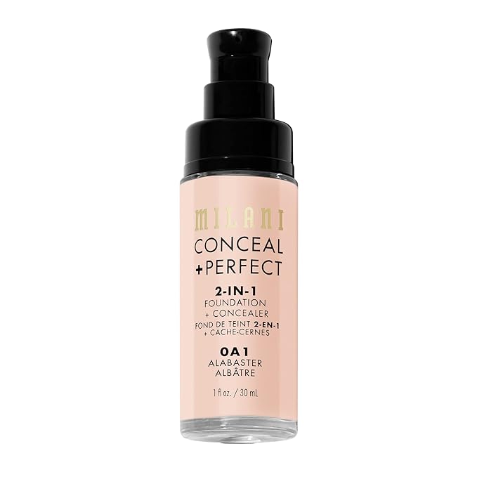Milani Conceal + Perfect 2-in-1 Foundation + Concealer - Alabaster (1 Fl. Oz.) Cruelty-Free Liquid Foundation - Cover Under-Eye Circles, Blemishes & Skin Discoloration for a Flawless Complexion
