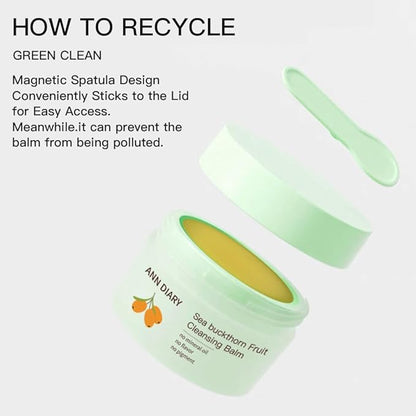 Sea Buckthorn Fruit cleansing Balm,makeup remover,cleansing balm/Oil,Gentle Exfoliating Double cleanser,Facial cleanser for All Skin Types(3.52oz/100g)