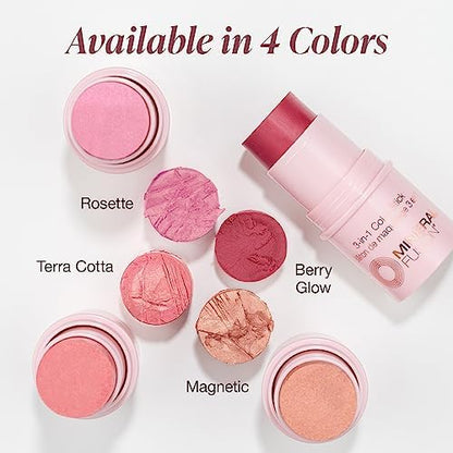 Mineral Fusion 3-in-1 Color Stick, Instant Color Pop and Blush for Cheeks, Creamy Lightweight Formula, Multi-Use Eye, Face, and Lip Makeup, Berry Glow