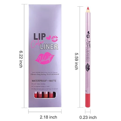 12 Pcs Natural Nude Brown Beige Colors Lip Liner Lipstick Pencils Set for Daily Makeup,Easy to Apply & Remove,Waterproof (set12)